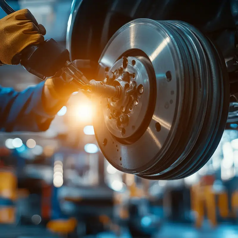 car brake disc with tools in an auto repair shop car brake disc with tools in an auto repair shop