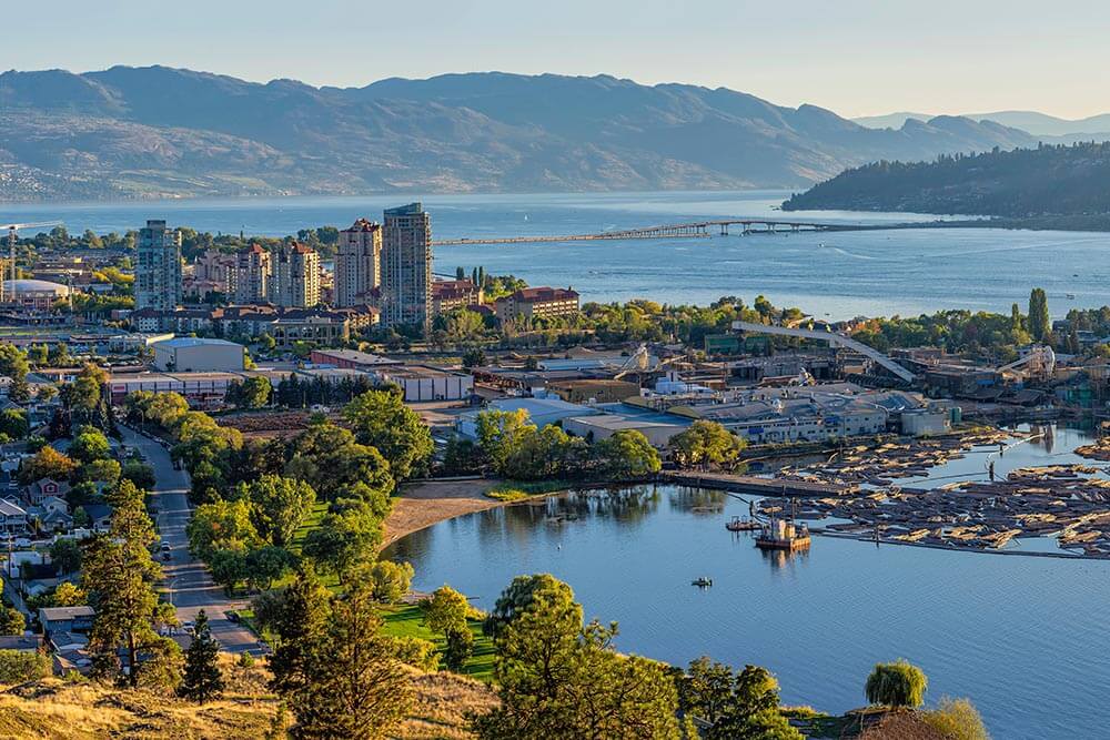 Kelowna British Columbia skyline and Okanagan Lake